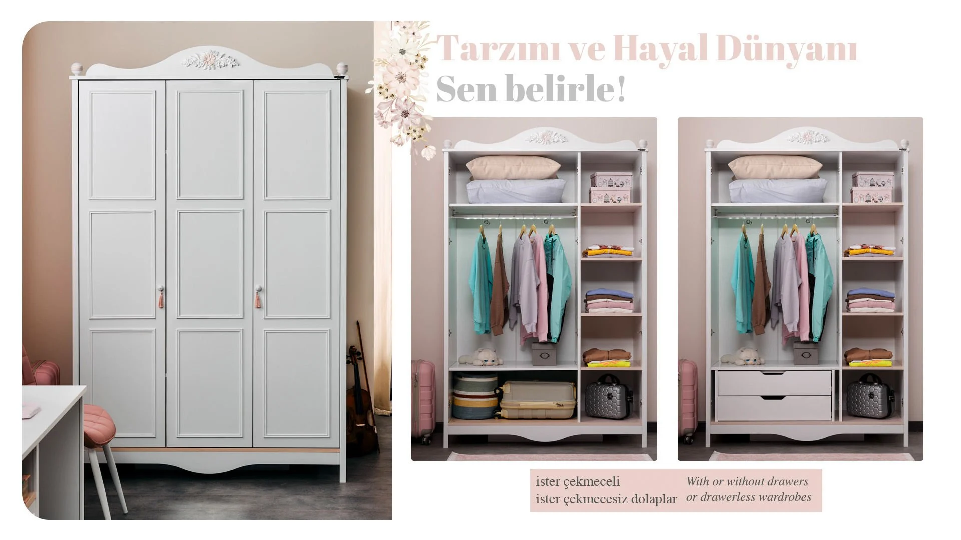 Armoire 3 portes Alya sans miroir - Afbeelding 7