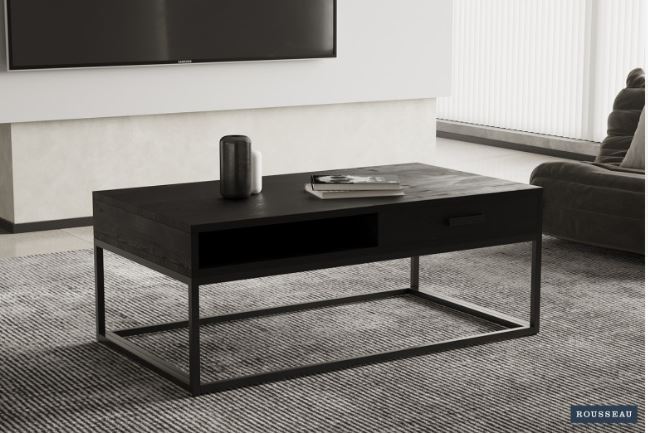 rousseau table basse madeira avec tiroir mangolia noir - Afbeelding 4