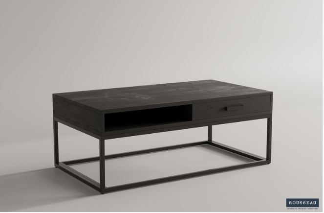 rousseau table basse madeira avec tiroir mangolia noir - Afbeelding 2